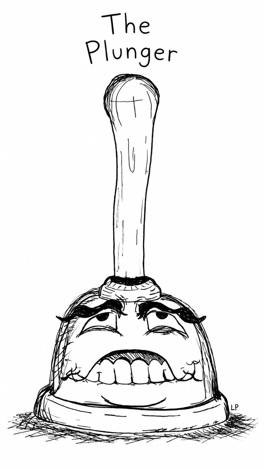 The Plunger — original pen drawing