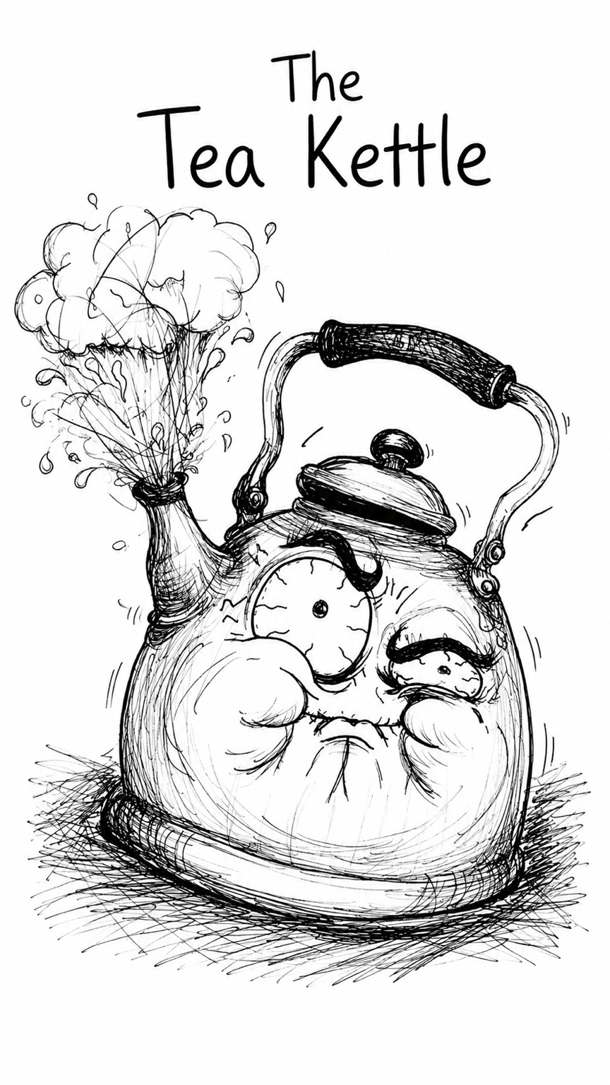 The Tea Kettle — original pen drawing